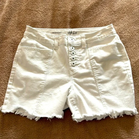 Style & Co White Button Fly Shorts High Rise Casual Summer - Picture 4 of 7